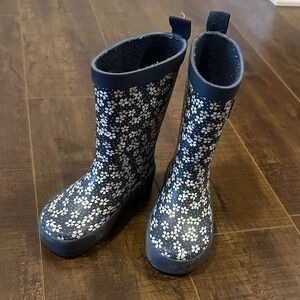Kids Navy Floral Rain Boots